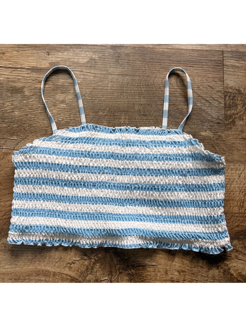 Abercrombie Kids Blue and White Striped Smocked Bikini Top Swim Size 13/14